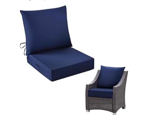lot 42224 image: IASEAHK Outdoor Chair Cushions, 24 x 24 Inch Outdoor Cushion for Patio Furniture, Patio Chair Cushion, Waterproof & Fade Resistant Deep Patio Furniture Cushions Set with Handle and Ties, Navy Blue - Retail $75