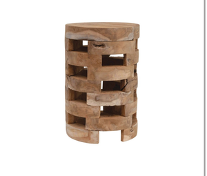 lot 42225 image: Bloomingville Teakwood Stool, Natural - Retail $100