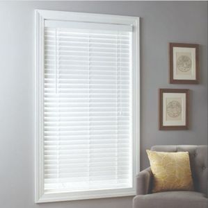 lot 42249 image: Better Homes & Gardens 2 Cordless Faux Wood Horizontal Blinds White 31 W X 64 L
