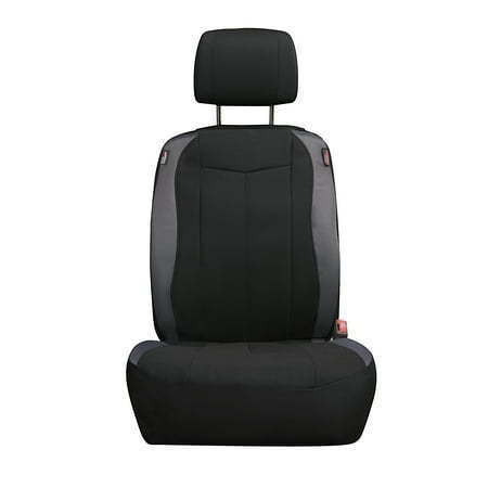 lot 37206 image: Genuine Dickies 2-Piece Black-Gray Durasport Starsky Vegan Leather Truck Seat Covers  (43706WDI)