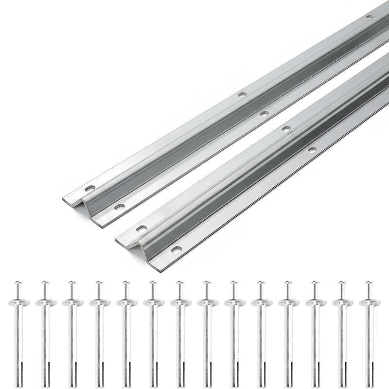 lot 37208 image: V Track (3FT 3), Galvanized Inverted Track for Sliding Rolling Chain Rack Driveway Gate,Railing Track Door, Sliding Car Entry Door, Rolling Driveway Gate (3 Included) -Retail $150