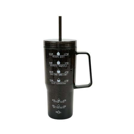 lot 41055 image: Mainstays 30 oz Black Bubble Pattern Tumbler with Handle