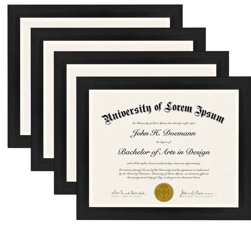 lot 41062 image: Document Certificate Picture Frames Set with Black Borders Size 9 x 11.5, Set of 6