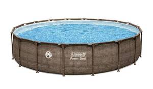 lot 37505 image: Coleman Power Steel 18 ft Diameter x 48 Pool Depth Round Metal Frame Above Ground Pool Set - Retail $698