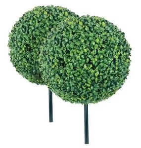 lot 40478 image: Faux 15 Round Boxwood Balls, 2pk