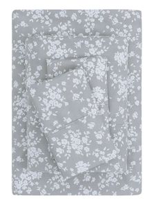 lot 40486 image: Mainstays Super Soft Brushed Microfiber Bed Sheet Set, Gray Floral, Full, 4 Piece