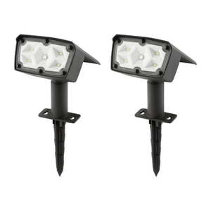 lot 41800 image: Mainstays Solar Powered Black Color Lock LED Landscape Spotlight  100 Lumens  2 Pack USED
