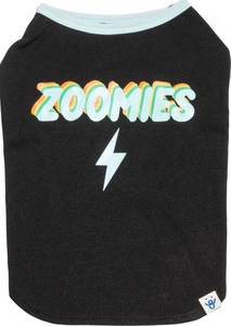 lot 41807 image: Oodles Zoomies Lightning Bolt Spring Dog T-Shirt, Black, -Medium