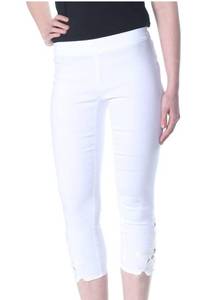 lot 41820 image: Womens White Capri Pants with Lace Hem Detail (Size Says XXXXL, But Appears to be a Small)