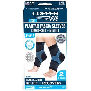 lot 41827 image: Copper Fit� Ice Plantar Fascia Ankle Compression Sleeve Brace  Black  LargeXL  FSA HSA Eligible