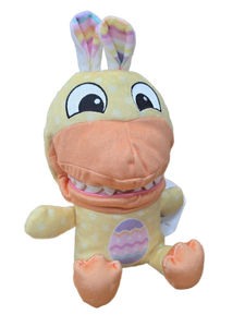 lot 41832 image: Easter Dinosaur Plush Toy with Bunny Ears and Opening Mouth