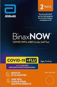 lot 41854 image: BinaxNOW COVID-19Flu A&B Combo Self Test, Reliable COVIDFlu Home Test With 15 Minute Results, 2 Tests, BEST BY 07292026