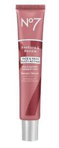 lot 41855 image: No7 Restore & Renew Multi Action Serum for Face & Neck - Anti Aging Serum for Neck Firming and Tightening - Infused with Hydrating Collagen Peptides & Hyaluronic Acid for Crepey Skin (1.69 Oz)