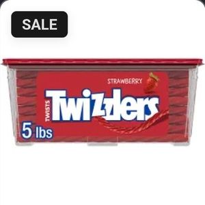 lot 42261 image: Twizzlers Twists Strawberry Flavored Licorice Style Low Fat Candy Tub 5 Lb EXPR APRIL 2026