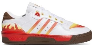 lot 42292 image: Adidas Mens Adidas Rivalry Low Demon Slayer - Mens Basketball Shoes WhiteRedCrew Yellow Size 8.0 - Retail $89