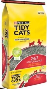 lot 42308 image: Purina Tidy Cats 247 Performance Non-Clumping Cat Litter Clean Linen Scent 30 Lb Bag