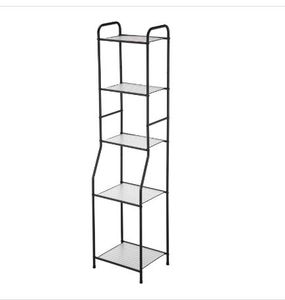 lot 42314 image: Steel 5-Shelf Bathroom Tower Storage Shelf Unit, Matte Black