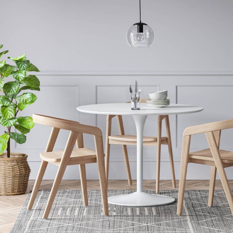 lot 30685 image: Lana Wood Armed Dining Chair Natural - Threshold Stained Hardwood, No Assembly, Modern Style - Retail $180