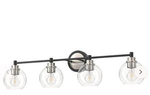lot 40490 image: VONLUCE 4-Light Vanity Light Fixtures with Globe Glass Shades, Brushed Nickel Finish, Model HCF-15Y4-NB, Ideal for Bathroom, Bedroom, Hallway - Retail $56