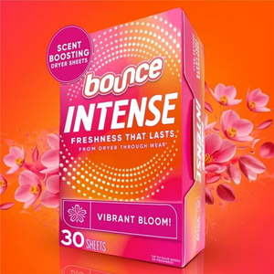 lot 41879 image: Bounce Intense Scent Boosting Dryer Sheets  Vibrant Bloom Scent  30 Count