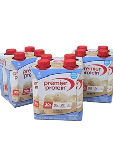 lot 41885 image: Premier Protein Vanilla High Protein Shake 3-Packs Bundle, 12 Drinks, December 31, 2026