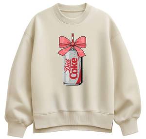 lot 41893 image: Womens Coca-Cola Bow Diet Coke Oversized Fleece Crew Sweatshirt -Cream - Large