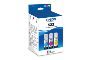lot 41925 image: Epson 522 3pk Ink Bottles - Cyan Magenta Yellow (T522520-S) - Retail $80
