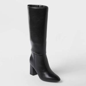 lot 41926 image: Womens Evangeline Under Knee Heeled Boots with Memory Foam Insole - A New Day Black 7 - Retail $55