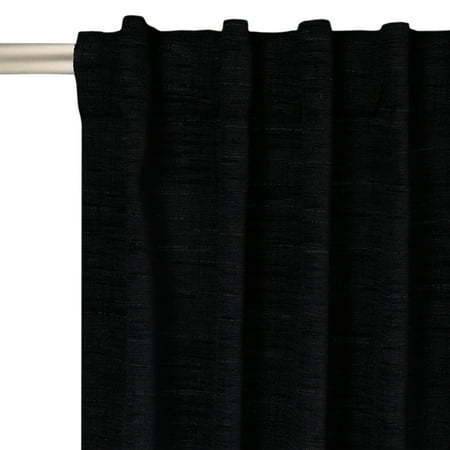 lot 40142 image: Better Homes & Gardens Textured Solid Chenille Blackout Single Curtain Panel  Black  50 W x 84 L