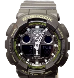 lot 37520 image: Casio G-Shock GA-100 Black & Green Ana-Digi Watch - Retail $238