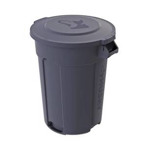 lot 40517 image: 55 gal. Grey Heavy Duty Commercial Outdoor Trash Can with Domed Lid