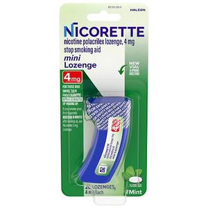 lot 41955 image: Nicorette 4mg Stop Smoking Aid Nicotine Mini Lozenge - Mint - 20ct, Must Be 21 Years Old or Older to Buy, Best By 092026
