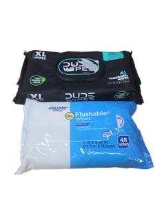 lot 41972 image: Dude Wipes XL Flushable Wipes & Equate Flushable Wipes Bundle