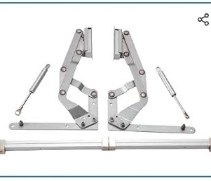 lot 35506 image: 2 Units Ball Bearing Door Hinges Cabinet Door Hinges Vertical Swing Lift Up Stay Pneumatic Arm Upturn Support Hinge Door Swing Lift Upturn Support Frame (See Details)- Retail $201