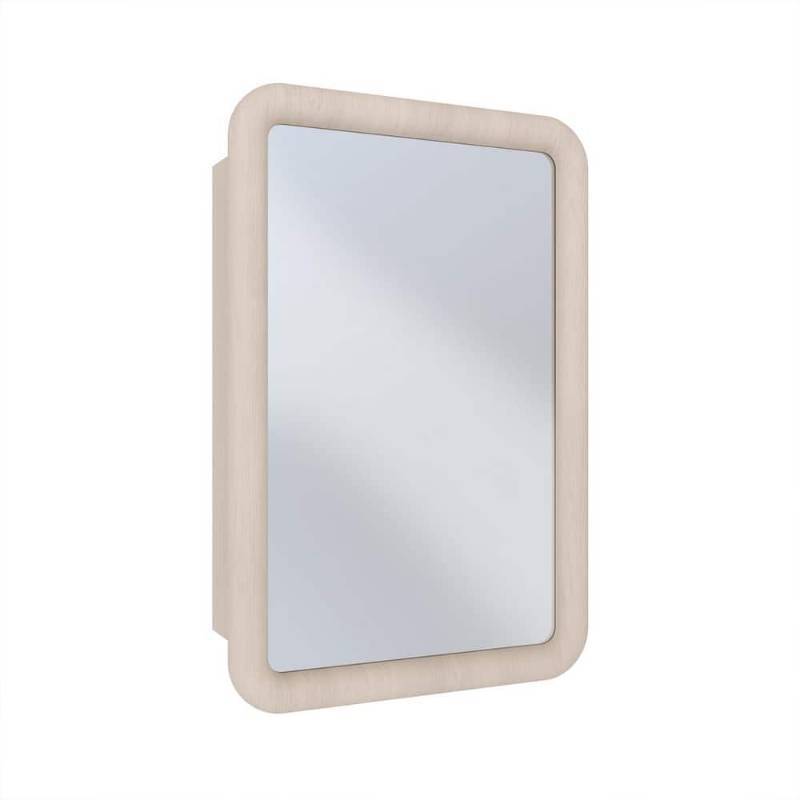 lot 36305 image: Plaisir 18 in. W x 27 in. H RecessedWall Mount Rectangular Medicine Cabinet with Mirror in White Oak - Retail $191