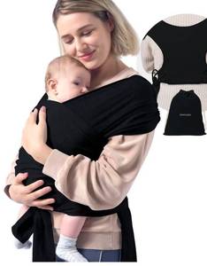 lot 37555 image: Momcozy Baby Wrap Carrier,  Adjustable Baby Carriers for Newborn to Toddler 7-44 lb (about 0-36 months), Black