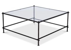 lot 40532 image: Sarreid LTD Serrated EdgeIron Coffee Table Frame Only  (Damaged)- Retail $1,500