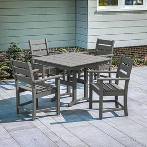 lot 40533 image: Grant Park Slate Grey Recycled Plastic Outdoor Dining Arm Chairs (Box 1 of 2, Chairs Only-) Retail $599