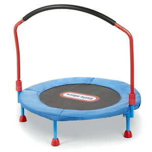 lot 40540 image: Little Tikes Easy Store 3-Foot Trampoline with Hand Rail  Blue