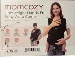 lot 42325 image: Momcozy Baby Wrap Carrier Lightweight, Hands-Free, Black, 7-35 LBS
