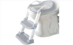 lot 42328 image: Jool Baby Potty Training Seat with 2 Step Ladder for Toddlers - Soft Cushioned Seat & Splash Guard, Adjustable Height (Gray)