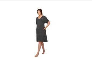 lot 42339 image: Frida Mom Delivery and Nursing Gown Lightweight Viscose, Relaxed Fit, Back Button Down, Short Sleeve