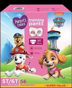 lot 42340 image: Parents Choice Paw Patrol Training Pants for Girls 5T6T 56 Count