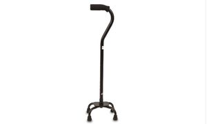 lot 42351 image: Equate Quad Cane with Small Base Adjustable Height Quad Cane and Walking Stick with Small Base Holds up to 300 Pounds Black Universal