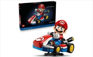 lot 42368 image: LEGO Super Mario Mario Kart Mario & Standard Kart 3D Puzzle for Adults - DIY Book Shelf & Room Decor for Men & Women Ages 18 - Arts & Crafts fo - Retail $129