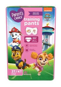 lot 39059 image: Parents Choice Paw Patrol Training Pants for Girls, 3T4T, 21 Count