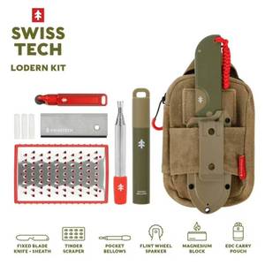lot 39061 image: Swiss Tech Fixed Blade Kit, 6 Piece, Campfire, Camping Essentials Set (Fixed Blade Knife & Sheath is NOT Included)