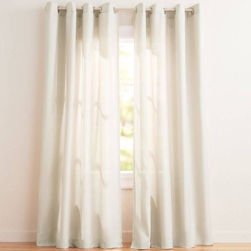 lot 41294 image: Set of 2 84x52 Loha Grommet Top Light Filtering Curtain Panels Ivory - Exclusive Home