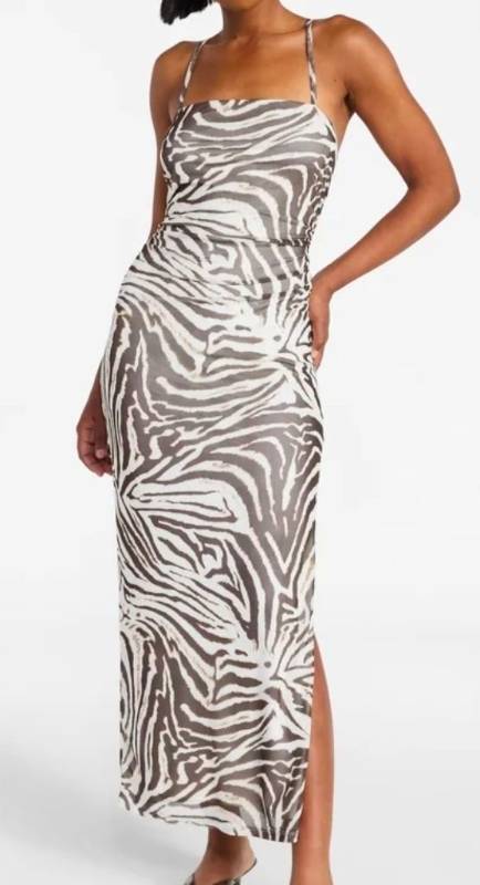 lot 41296 image: Zebra Print Maxi Dress with Adjustable Straps -Size S