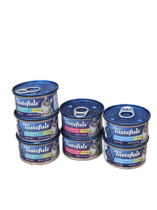 lot 37627 image: Blue Buffalo Tastefuls Flaked Wet Cat Food Variety Pack - 7 Cans (3 oz each) Best By Jun 23, 2028